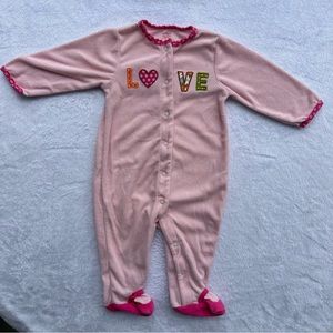 Carter’s Love Terrycloth Footed One Piece Pajamas in Light Pink - Size 9 Months